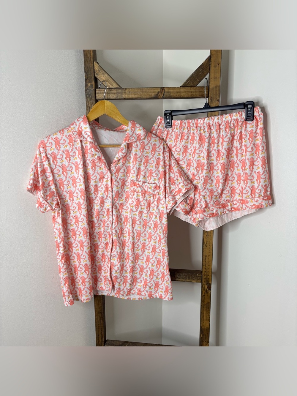 Pink Monkeys Preppy Print Pajama Set Size XL
